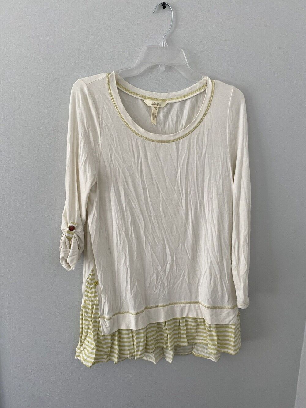 Matilda Jane Women’s Ventriloquist Top Tunic Shirt Make Believe Sz Small Cream
